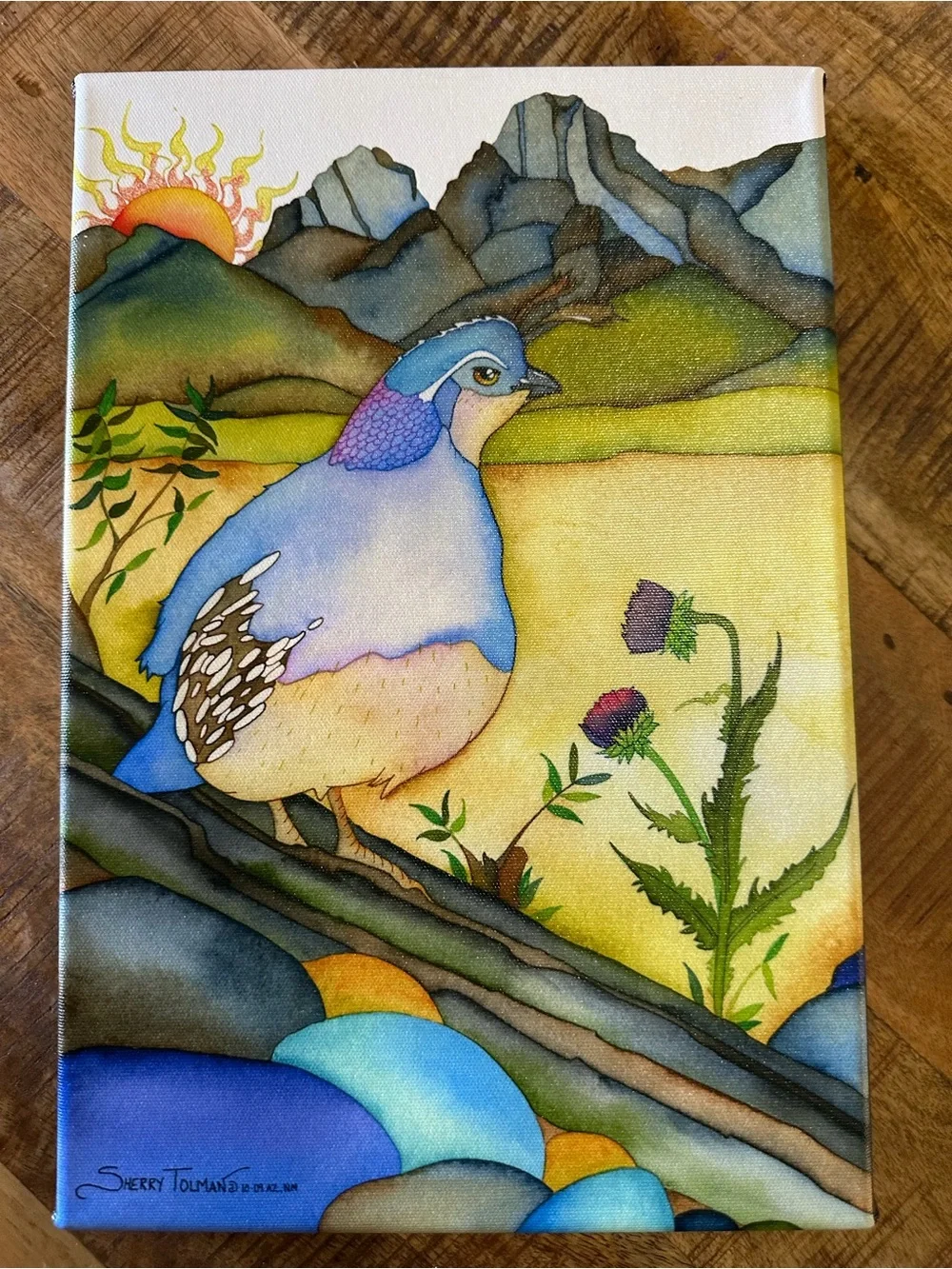 Sherry Tolman Art Canvas Prints Watercolor Art Signed # Diptych Set 15x10”